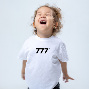 TinyLight™ 777 Tee ♡ Baby Short Sleeve Angel Number 777 T-Shirt for Divine Confirmation + Luck + Blessings