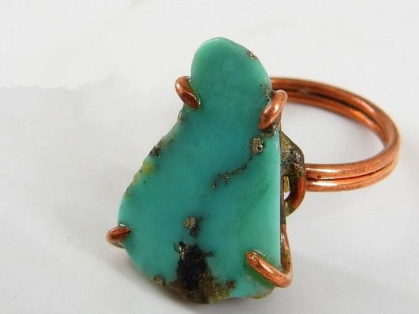 Copper Arizona Turquoise Ring ♡ : Healing Ring + Copper + Adjustable + Protection + Anxiety Reliever + Encourages Emotional Balance - Image 5