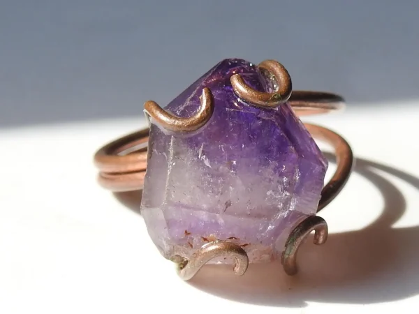 Copper Amethyst Ring ♡ : Healing Ring + Copper + Adjustable + Calming + Stress Reliever + Emotional Healing - Image 2