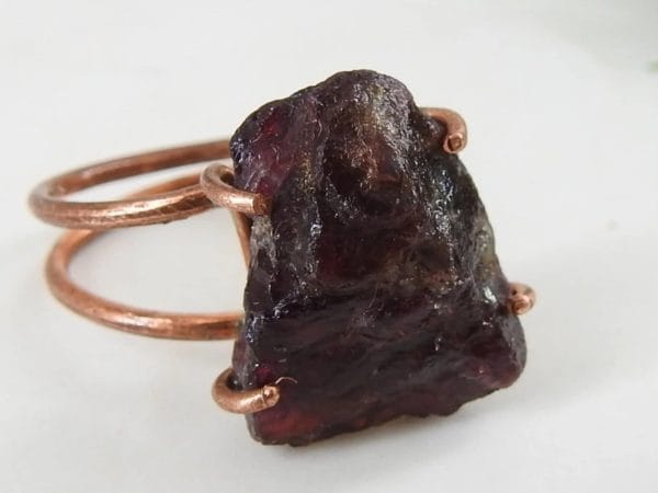 Copper Rhodolite Garnet Ring ♡ : Healing Ring + Copper + Adjustable + Balance + Passion + Inspires Self-Confidence - Image 2