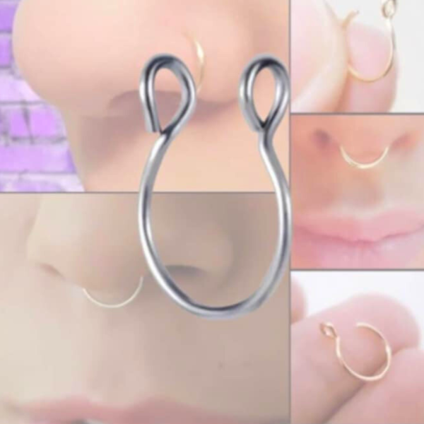 Silver Double-Ended Cuff – Piercing-Free Nose Ring  ♡ : Faux Nose Ring + Adjustable + Stainless Steel + Nickel-Free + Boho Vibes - Image 4